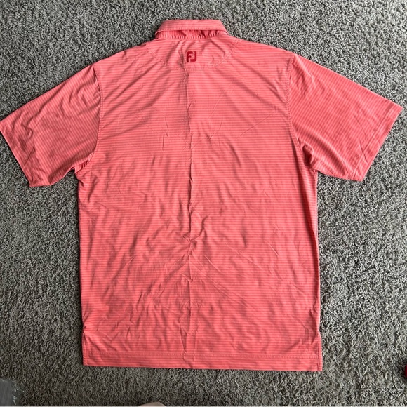 FootJoy FJ Polo Men's Large Striped Red "BLCC" Golf Performance Stretch Shirt - Picture 9 of 12